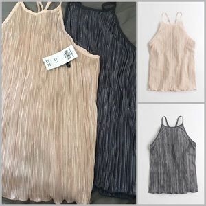 Hollister Pleated Metallic High-Neck Cami